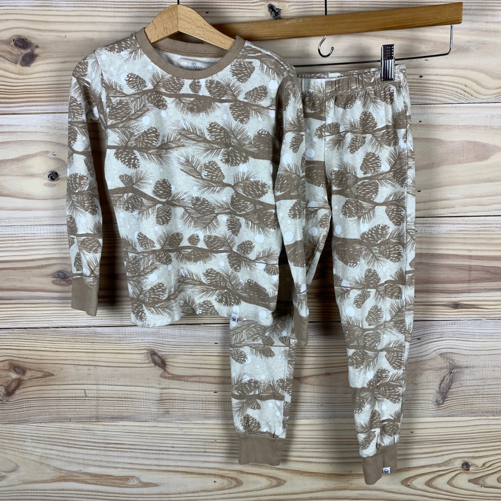Honest Pajama Set Baby S/10 Tan Pinecone Organic Cotton Snug Fit Sleepwear